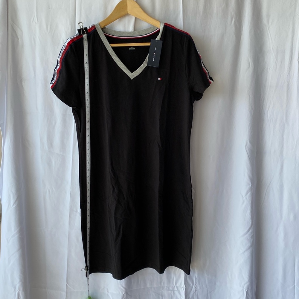 Tommy Hilfiger Cotton Short sleeve Black Dress, Size L
